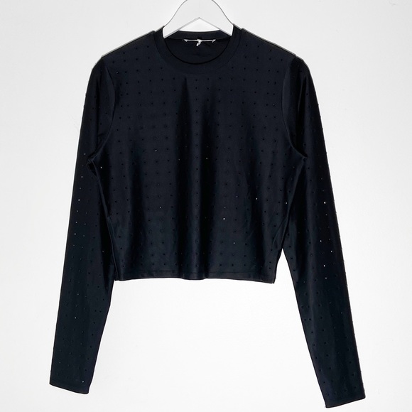 FRAME Black Rhinestone Embellished Long Sleeve Top - Picture 5 of 11